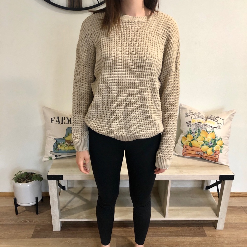 Tan waffle sweater